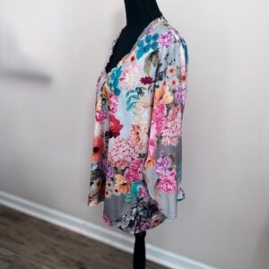 Tolani Floral Blouse - Pink, Blue, Gray